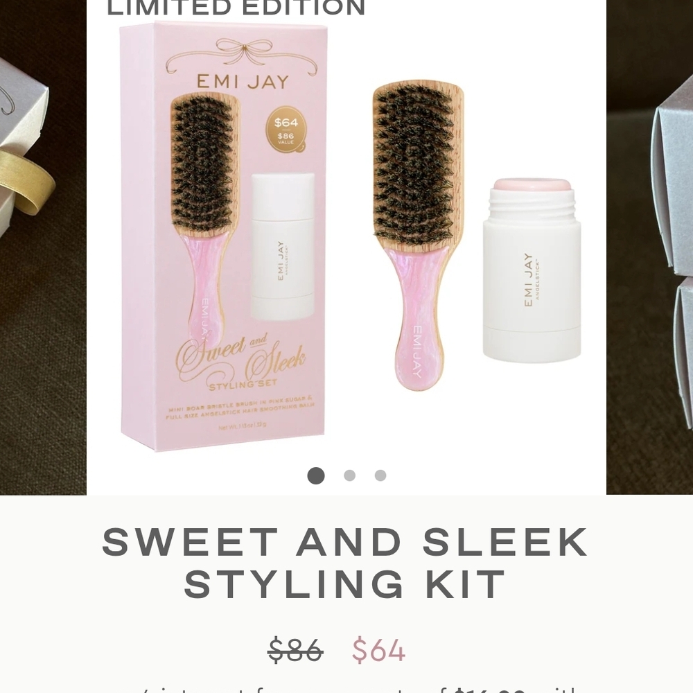 Emi Jay Pink Brush and Hair Product Set